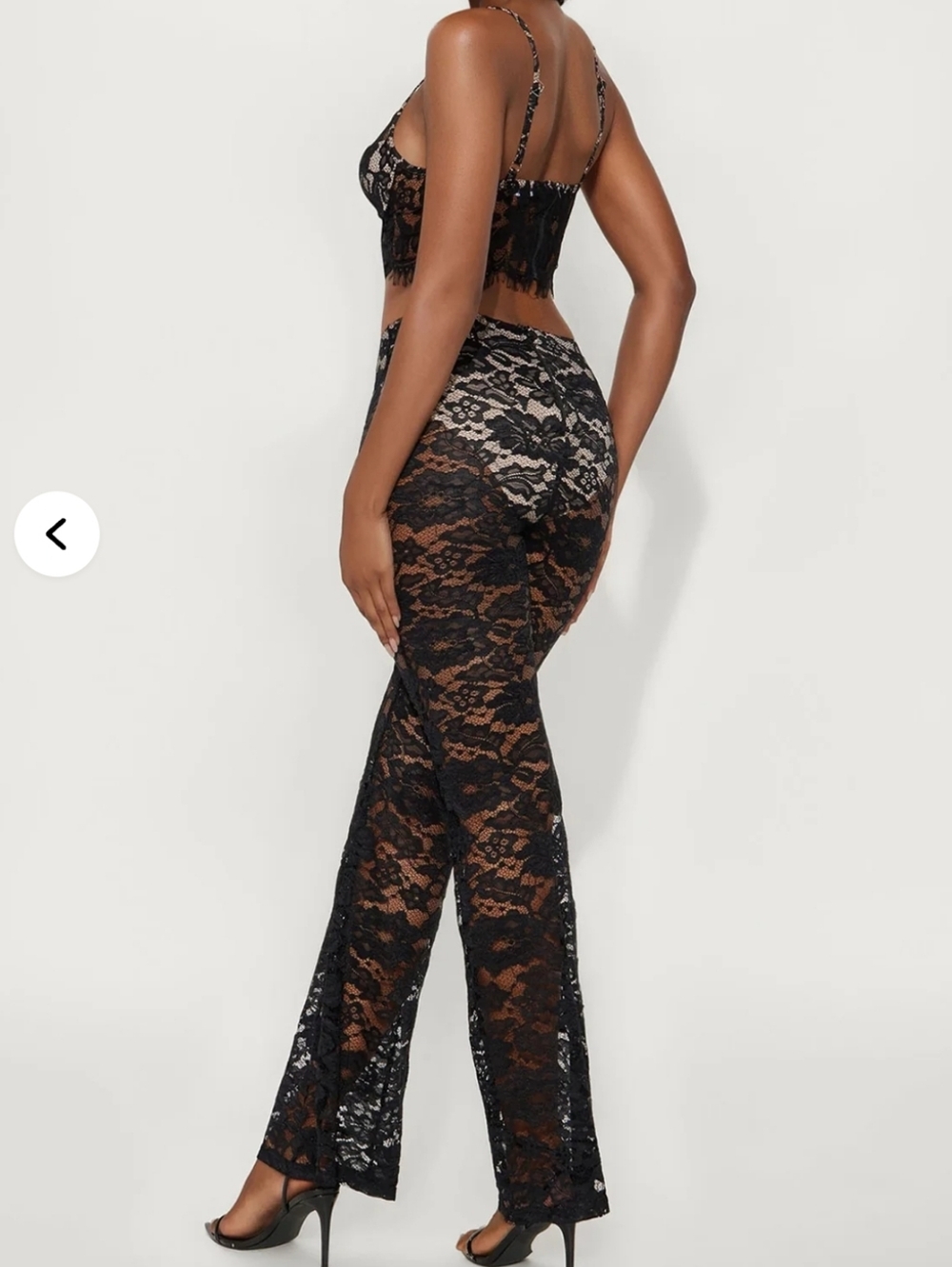 Fashion Nova Black Lace Flare Pants Set - Picture 3 of 7